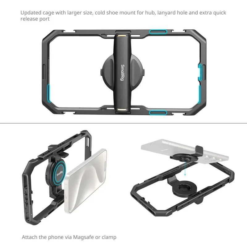 Фото Клетка для смартфона Smallrig 4704 из алюминиевого сплава «все в одном» с быстросъемной боковой рукояткой для видеокомплектов блогеров GOOD №1
