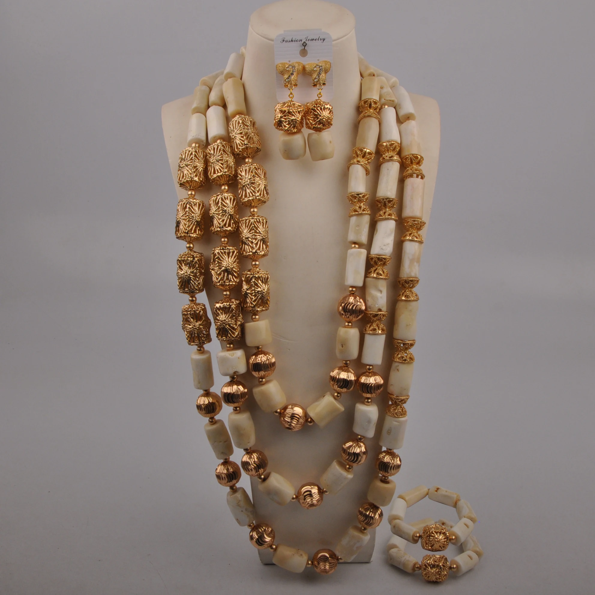 

Whtie Nigerian Wedding Coral Necklace African Beads Bridal Jewelry Sets