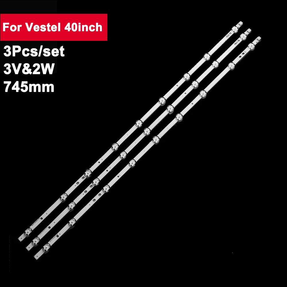 

3Pcs 745mm led backlight bar For Vestel 40" UHD DRT VNB A-TYPE B REV02 VES400QNDS-2D-U11 N11 LT-40C860 40C880 17DB40H C40U446A