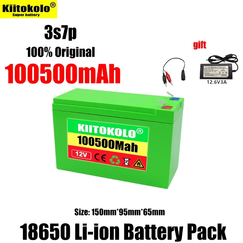 

12V 100500mAh 3S7P 18650Lithium Battery Pack+12.6V3A Charger Built-in 100Ah High Current BMS Used for Citycoco Motorized Scooter