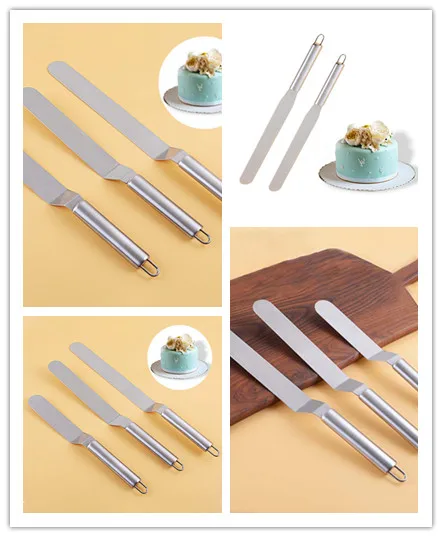 

6/8/10Inch Stainless Steel Cake Spatula Curved Cream Scraper Baking Tool Set Knife Butter Cream Kitchen Pastry Decorating Tools