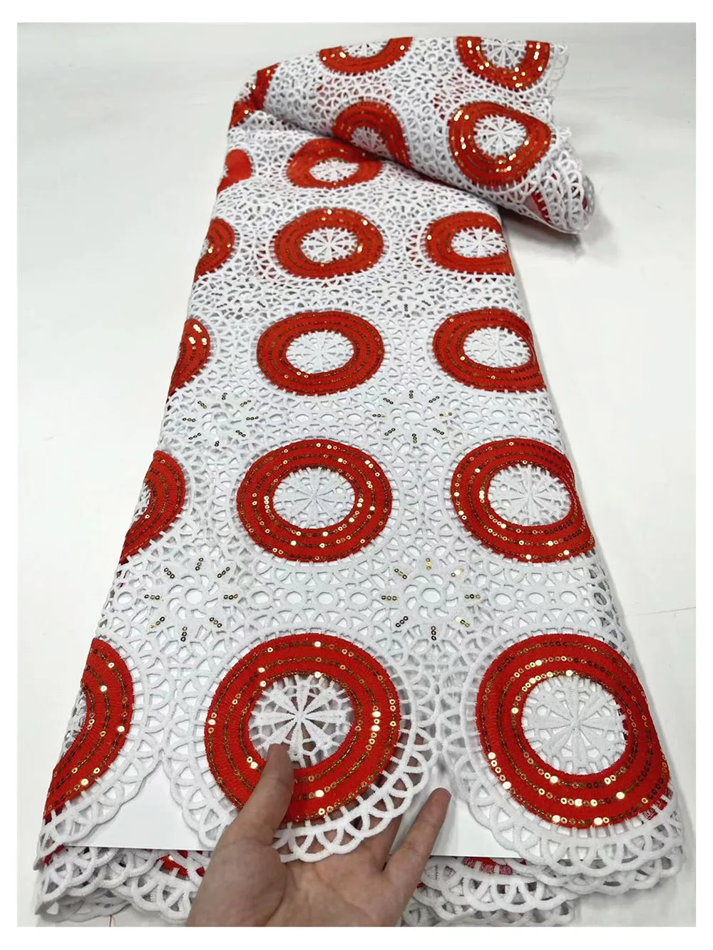 Полностью белые блестки Африканский шнур кружевная ткань женская последняя