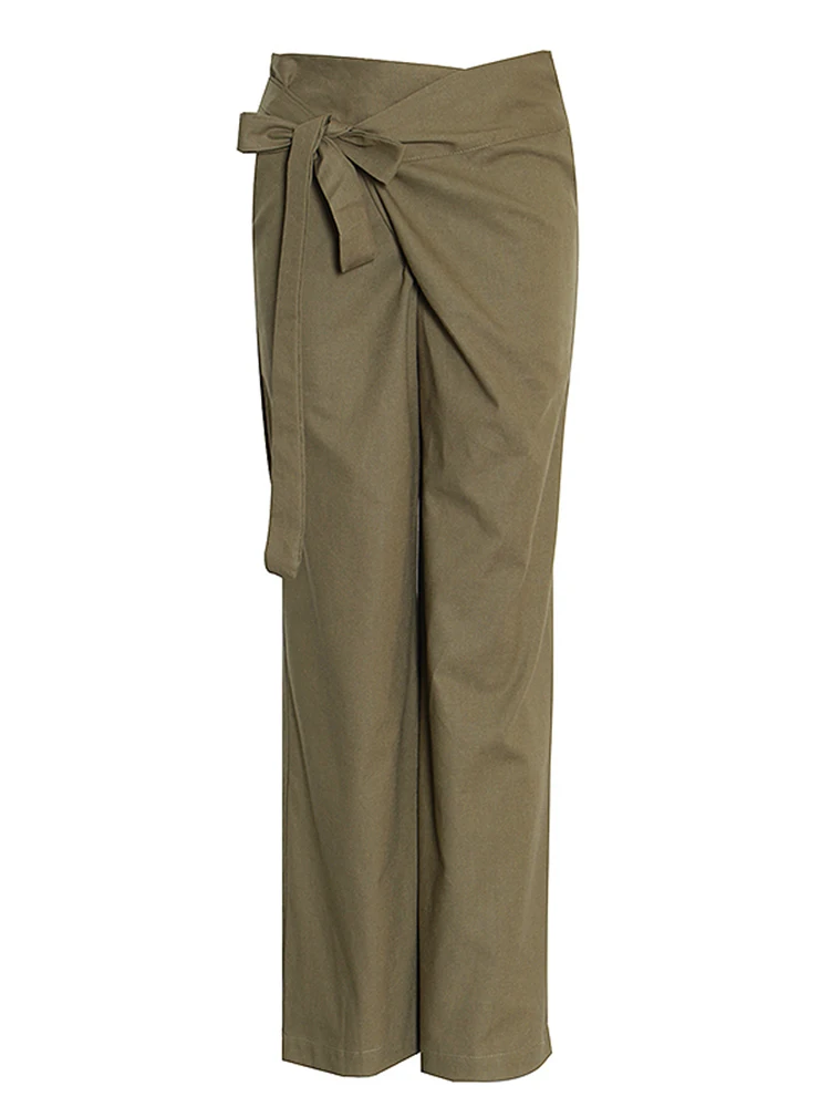 Женские Асимметричные Длинные брюки ROMISS с рюшами высокой талией в стиле пэчворк