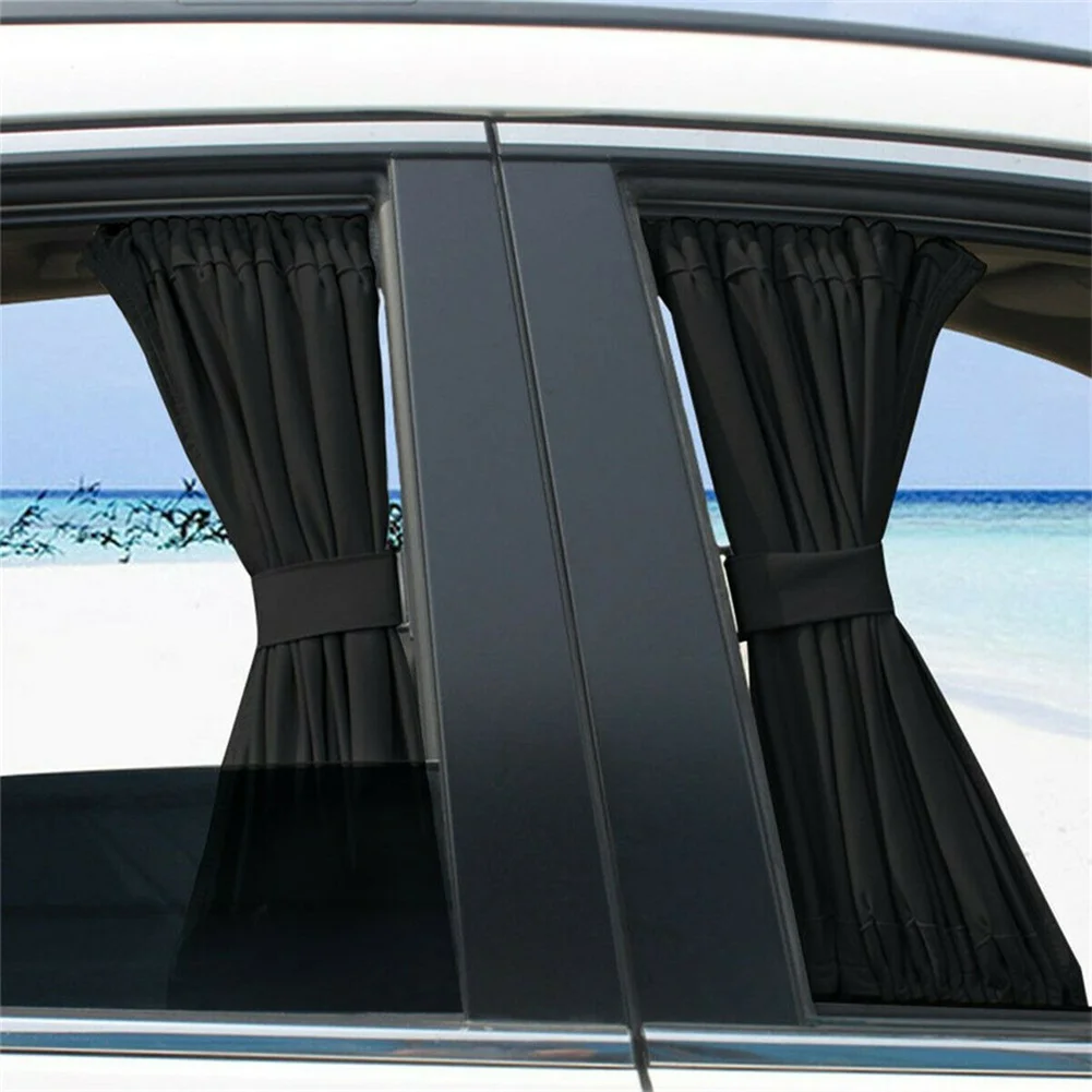 

2pcs 50*47cm Universal Car Sun Shade Side Curtain Adjustable Sunshade UV Protection Car Curtains With Tracks Tiebacks
