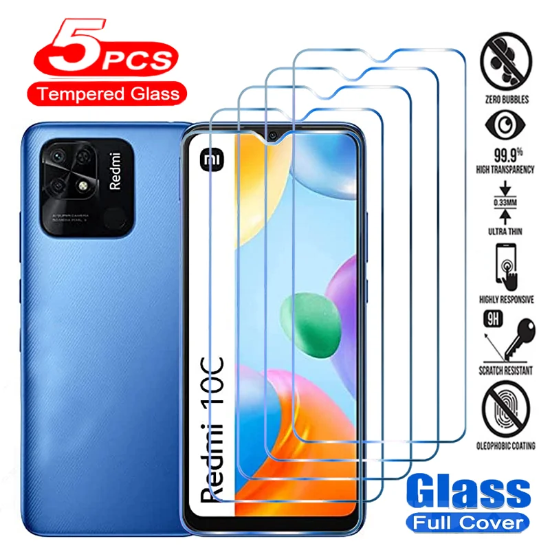 

5PCS Tempered Glass For Xiaomi Redmi 10C A2 12C 10A 10X Screen Protector For Redmi Note 12 Turbo 10 Pro 11R 11 T 5G X5 Pro Glass