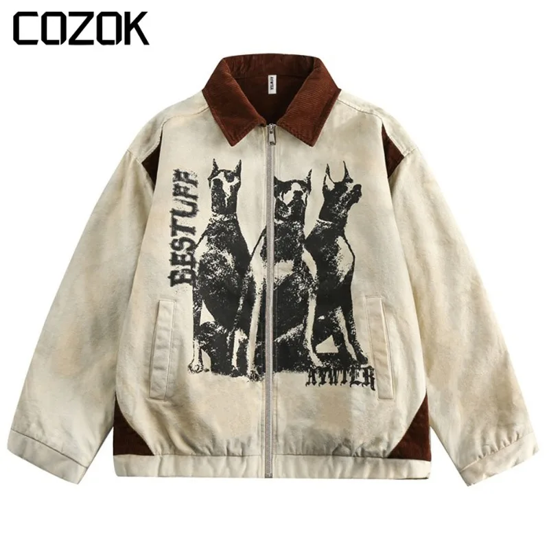 

Зимняя мужская куртка оверсайз с подкладкой, мужское пальто-карго с принтом Doberman, модная уличная Толстая парка в стиле ретро, верхняя одежда для мужчин