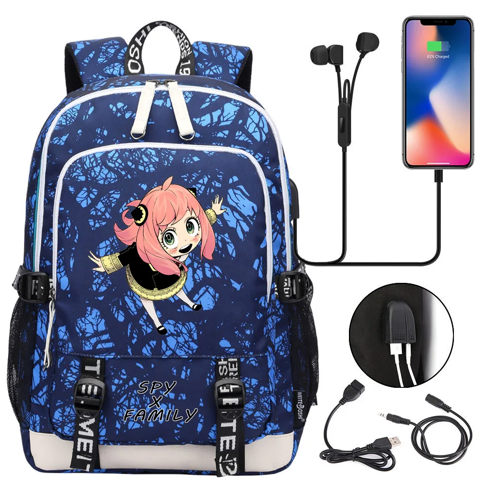 

Anime Spy X Family School Backpack Student USB Charging Laptop Bags Boys Girls Daily Travel Backpacks Teenager College Mochila