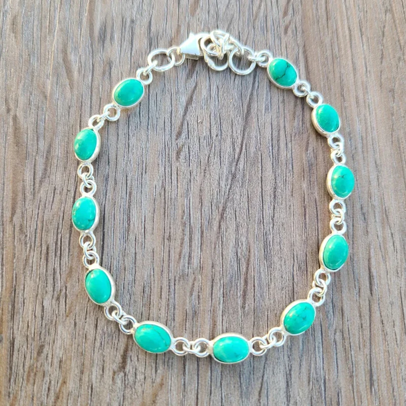 

Turquoise Bracelet For Women Bohemia Accessories Retro Natural Gem Female Jewelry Suit Adjustable Buckle Wedding Party Gift