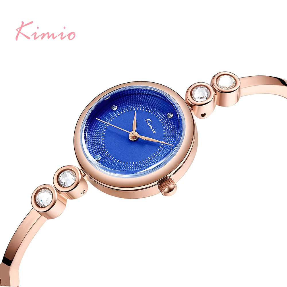 6297 Brand Blue Crystal Women's Bracelet Watch Mini Dail Unique Chain Linked Strap Luxury Ladies Quartz Watches For Woman Gift