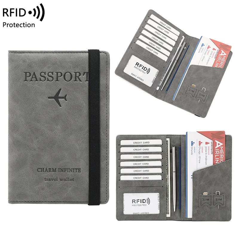 Passport	Holder Leather Travel Wallet Luxury Rfid Cardholder Credit Card Cover Long PassportS Protector Dropshipping