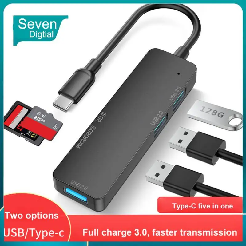 

Portable 5-in-1 Type C Splitter Sd Card Reader Usb 3.0 Hub Splitter With Sd Tf Ports 5gbps Usb Adapter Station Multiport Hot New