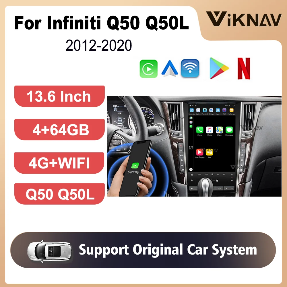 

13,6 дюймовый сенсорный экран PX6 Carplay радио для Infiniti Q50 Q50L 2012-2020 оригинальные автомобильные функции 360 вид навигации GPS 1920*1080