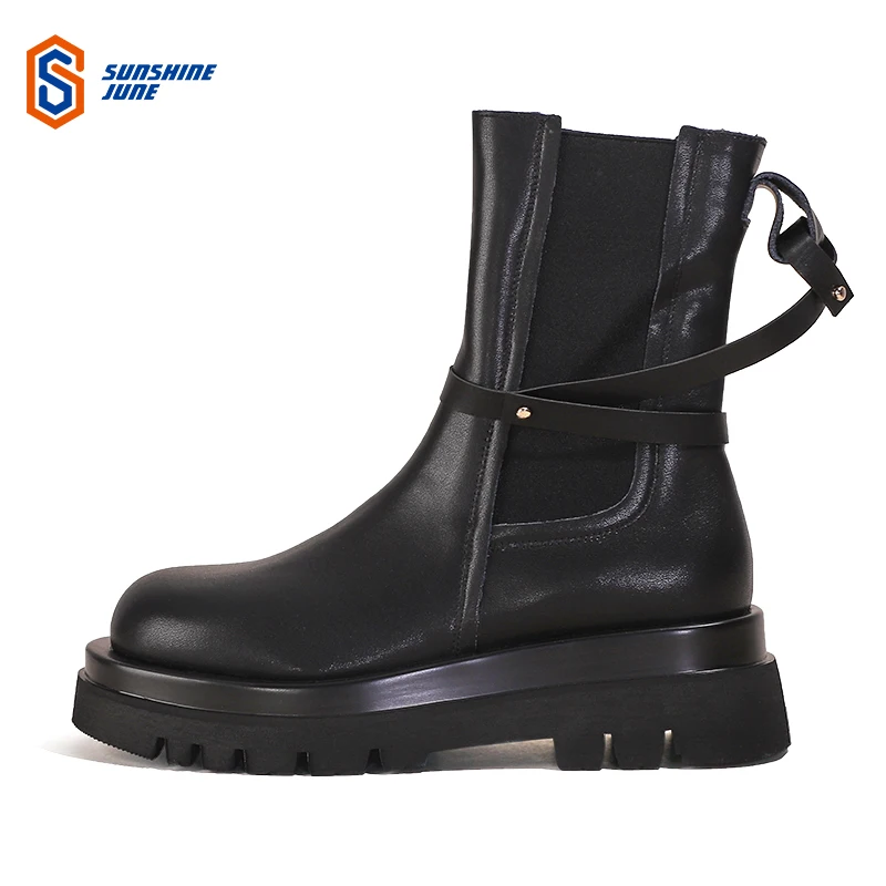 Women 2021 chelsea ins boot autumn/winter Martin boots thigh high leatherboots round toe boots shoes woman cute high-top shoes