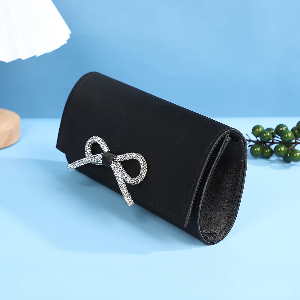 Высококачественный Однотонный Вечерний Клатч Со Стразами И Бантом Модный Дизайн