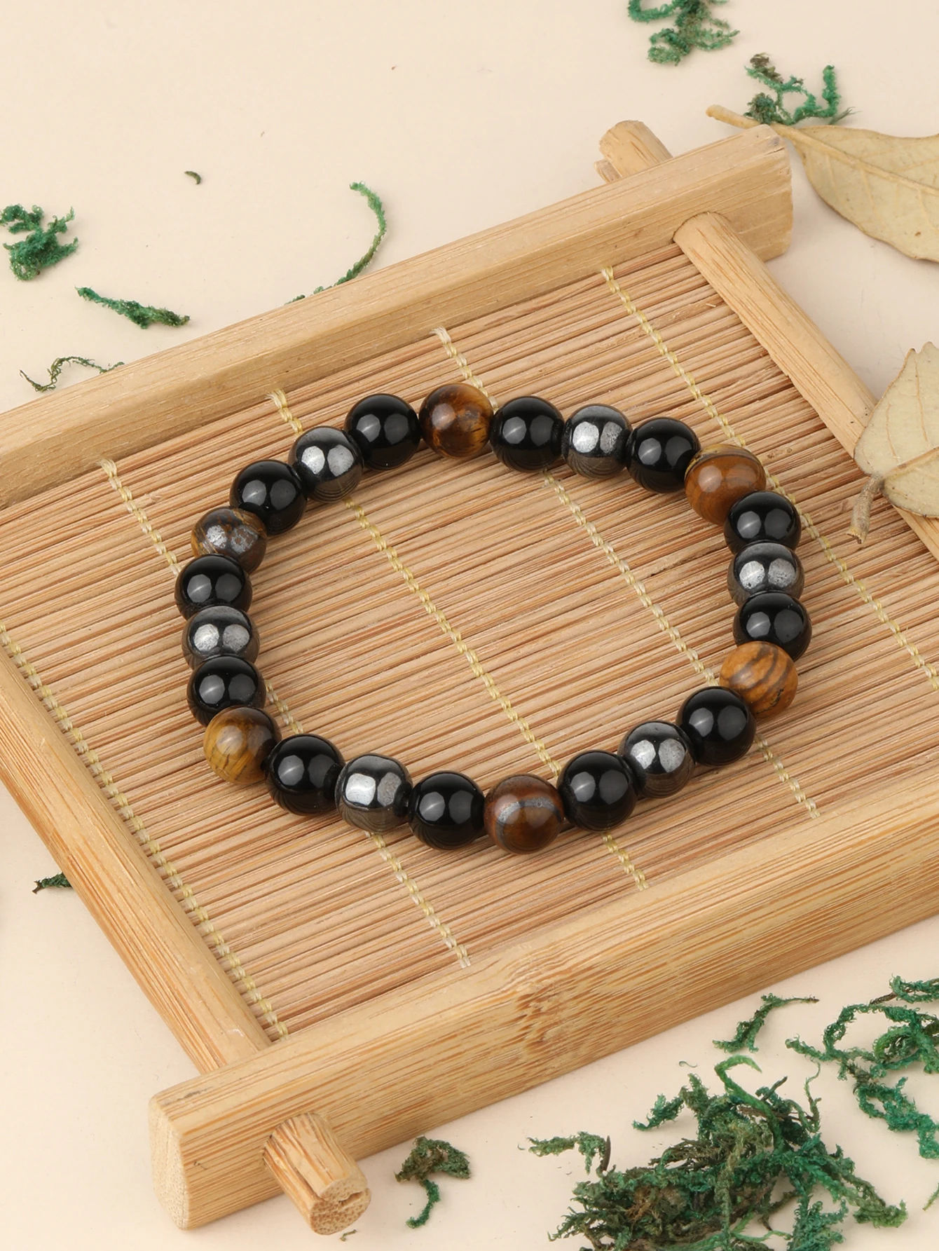 OAIITE 8 мм натуральный гематит браслет для мужчин черный агат желтый тигровый глаз