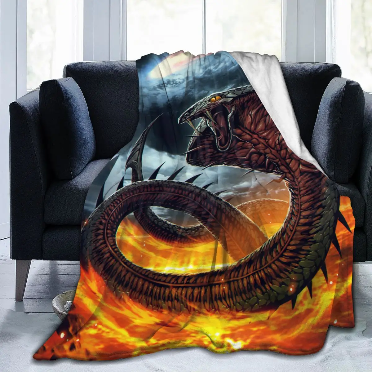 

animal Animal Snake 3D printing printed blanket bedspread blanket retro bedding square picnic wool soft blanket