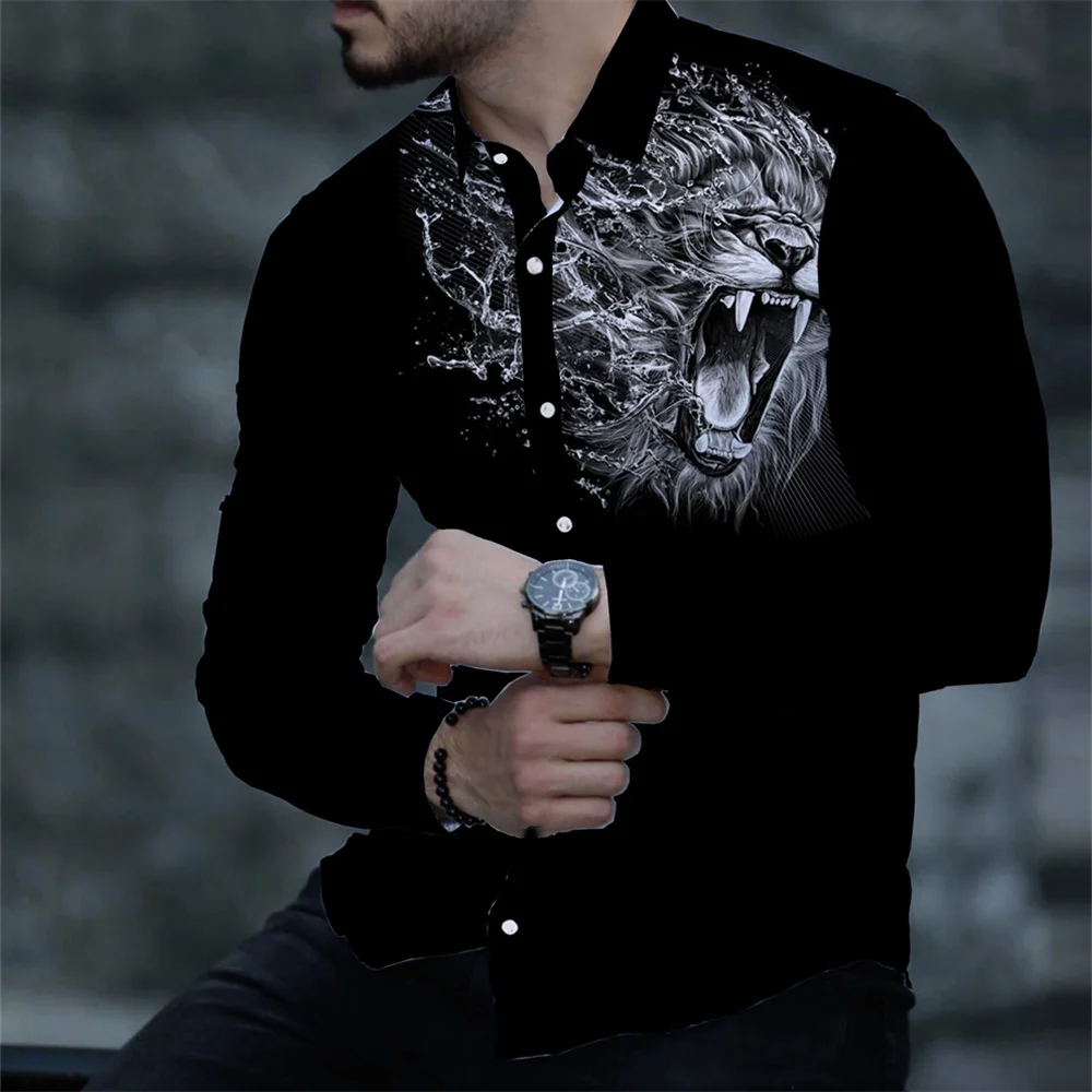 

Luxury Fashion 3d Digital Printing Men's Shirts 2022 Autumn New Casual Long Sleeve Turndown Collar Tops Blouse for Men Clothes