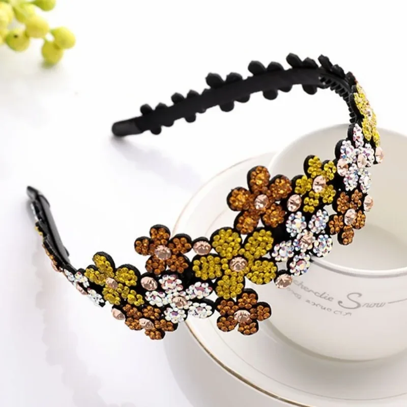 

Korean Style Girl Rhinestone Hair Band Simple Bride Retro Lovely Flowers Headband Headwear for Women Fashion Hair Accessorie