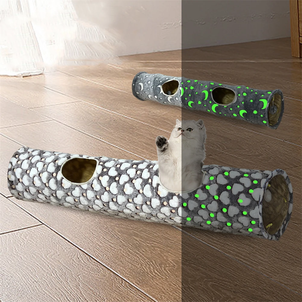 

Collapsible Self-Glowing Pet Hiding Training Toys Rabbits Kittens Small Dogs Game Play Tube with Plush Ball Luminous Cat Tunnel