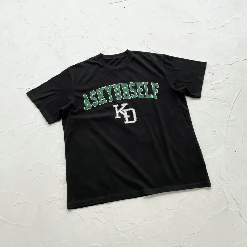 

21FW NEW hip-hop High Quality Vintage ASKYURSELF Vintage Wash KD Letter Printing Men Women Short Sleeve fashionT-shirt cotton