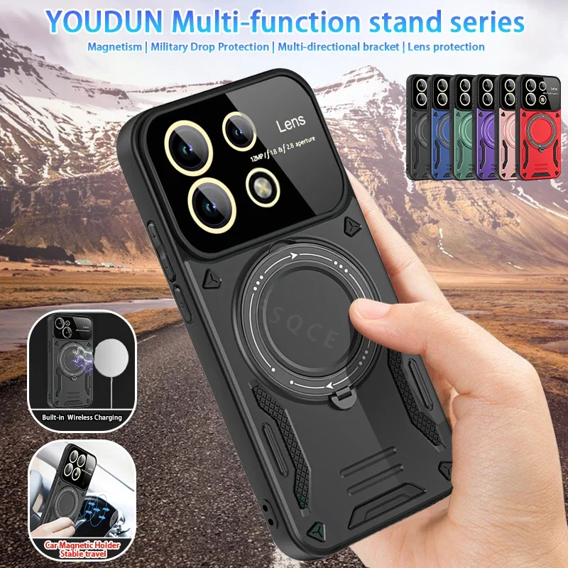 Для Redmi Note 13 Pro 4g чехол противоударный бронированный кольцевой магнитный для
