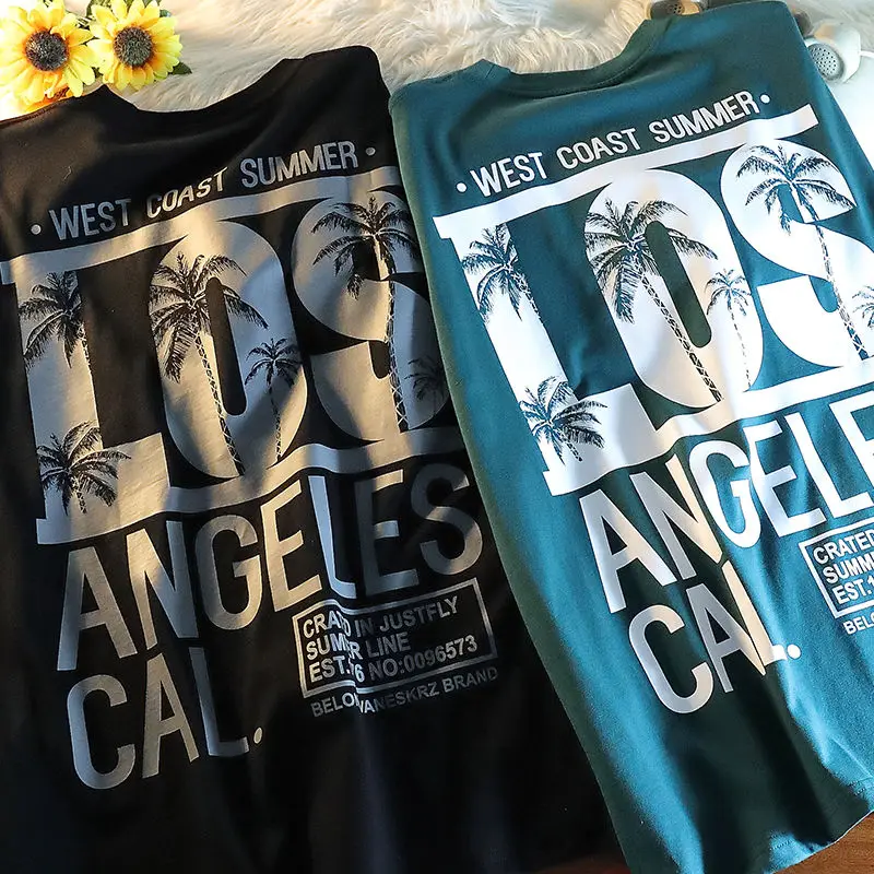 Хлопковая Повседневная футболка для мужчин и женщин летняя новая Гавайская