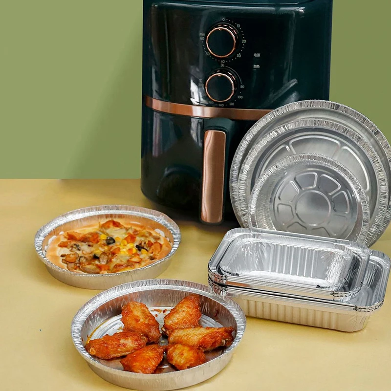 

20PCS Tray Aluminum Foil Tray Air Fryer Tin Barbecue Baking Disposable Supplies
