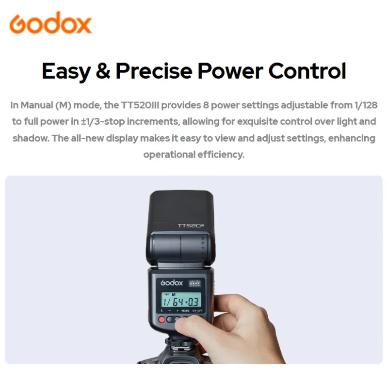 Фото Godox TT520 III Flash TT520III со встроенным беспроводным сигналом 433 МГц + триггер вспышки для зеркальных камер Canon Nikon Pentax Olympus №5