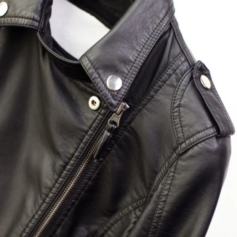 2023 Spring and autumn clothes new slim-fit lapel leather coat short small coat women's leather jacket