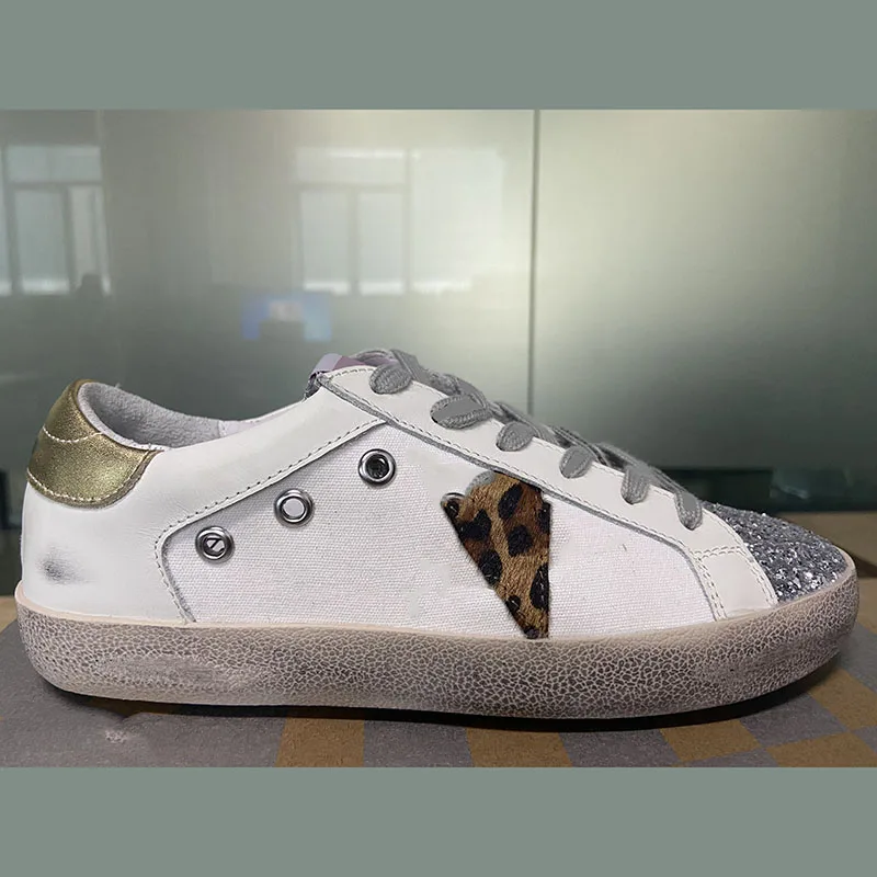 

2022 New Leopard Print First Layer Cowhide Old Small Dirty Children's Shoes Fashion Casual Parent-child Sports Shoes ST05
