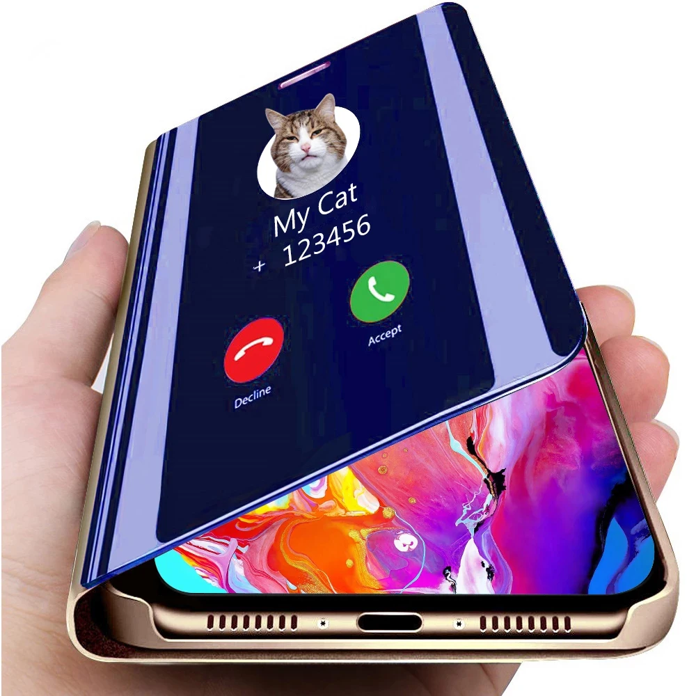 

Smart Mirror View Flip Phone Case For Samsung Galaxy A01 A11 A21S A31 A41 A51 A71 A81 A91 S10 Note 10 Lite M11 M21 M31 M51 Cover