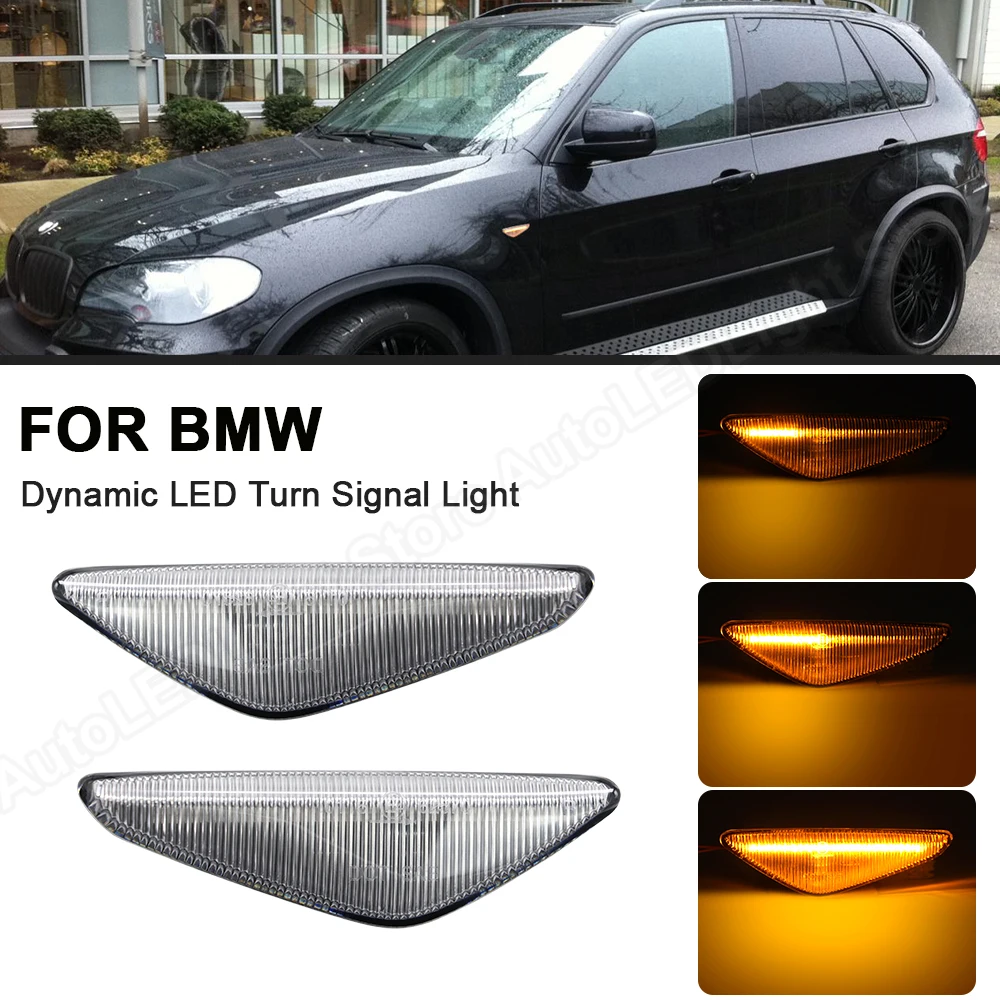 Dynamic Side Marker LED Lights For BMW X3 F25 X5 E70 X6 E71 E72 Pure Amber 2PCS Sequential Turn Signal Indicator Blinker Lamps