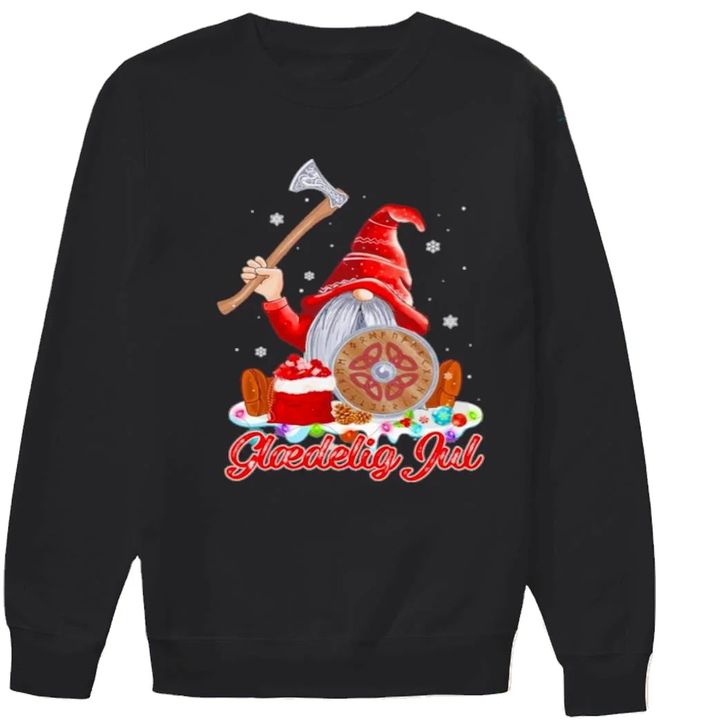 

Glaedelig Jul Gnome Viking Warrior Christmas Hoodie High Quality Cotton Comfortable Casual Mens Sweatshirt Fashion Streetwear