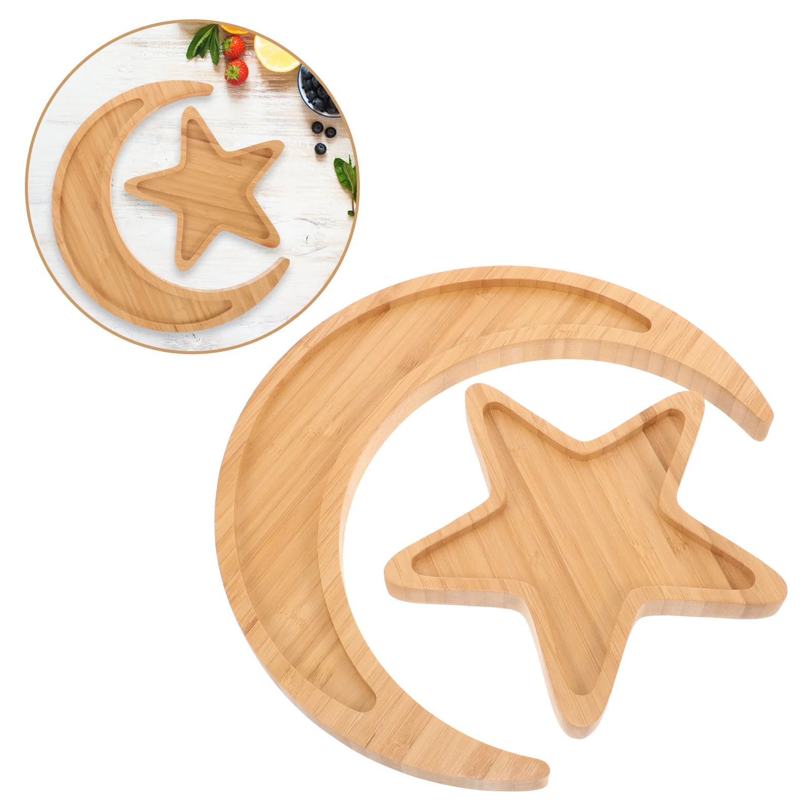 

2 Pcs Fruit Tray Serving Dish Dinner Plate Food Bamboo Trays Bread Household Wear-resistant Child Plates