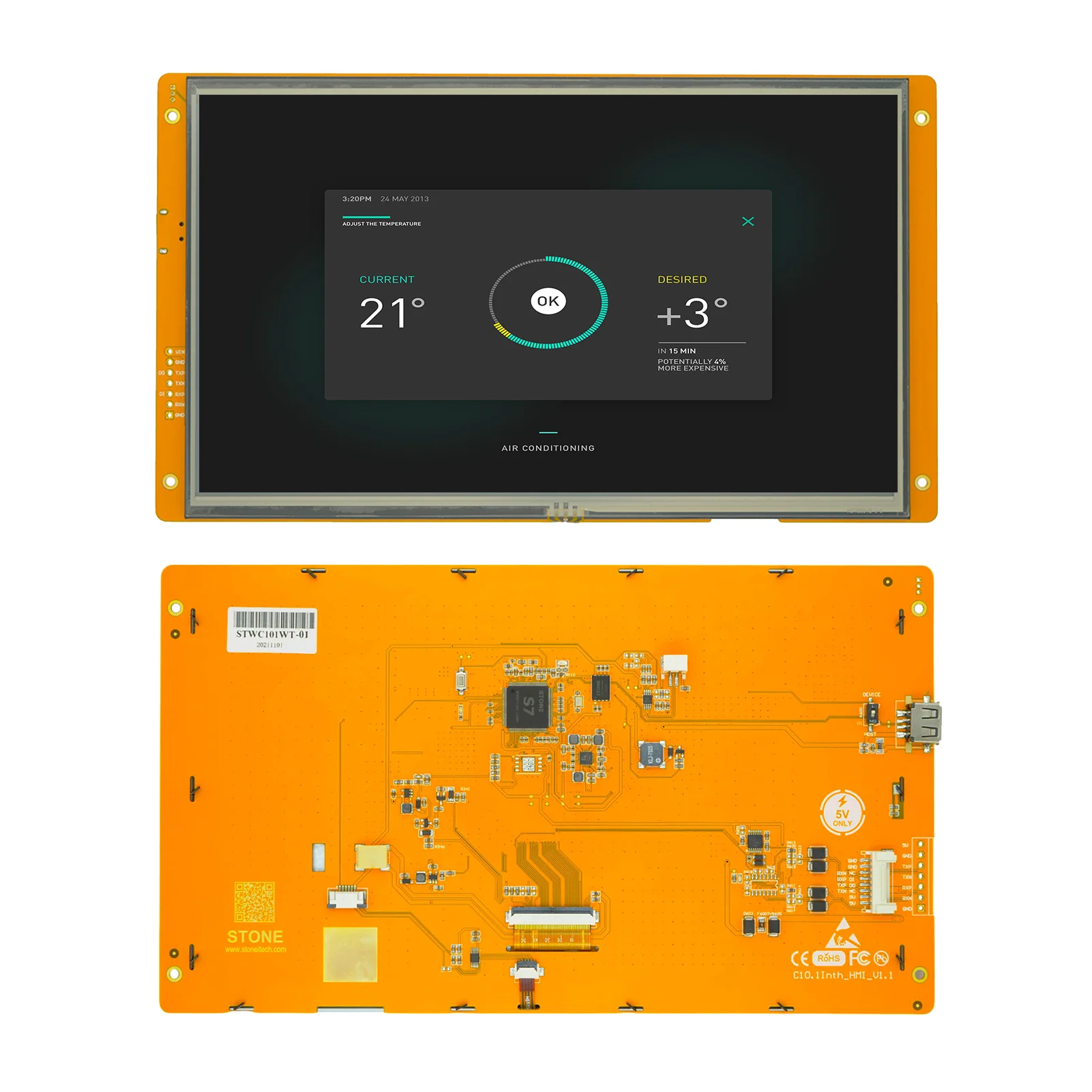 SCBRHMI 10.1 Inch HMI Smart TFT LCD Display with Controller + Program + Touch Screen + UART Serial Interface