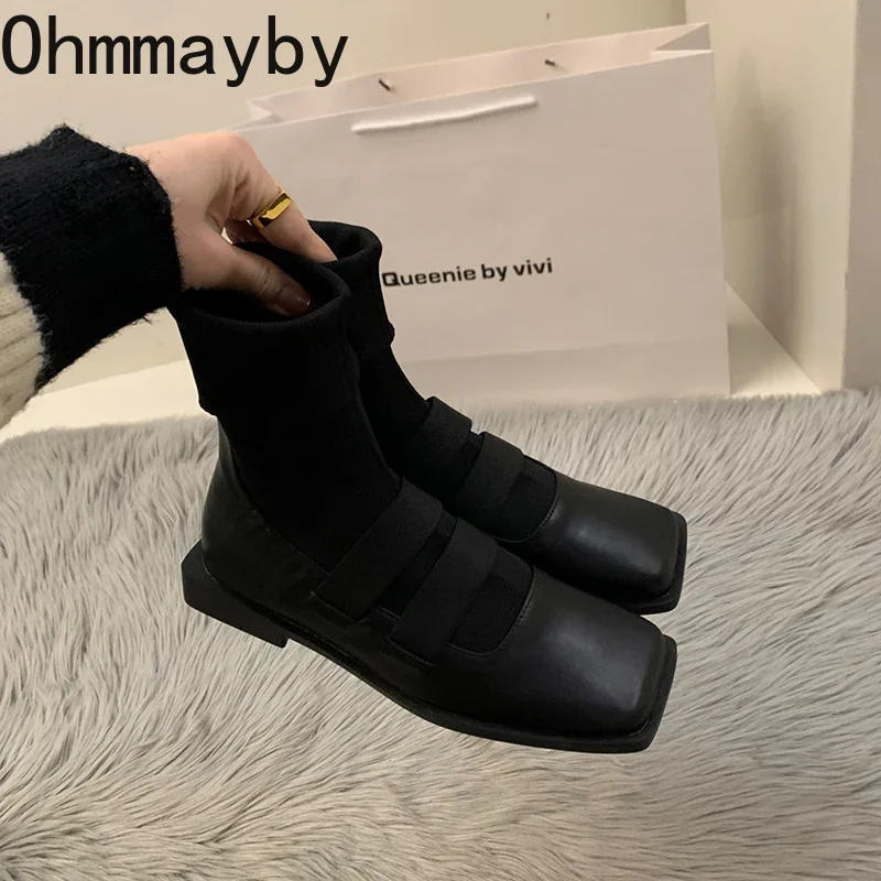 Женские ботинки челси модные удобные дамские без шнуровки на плоской подошве