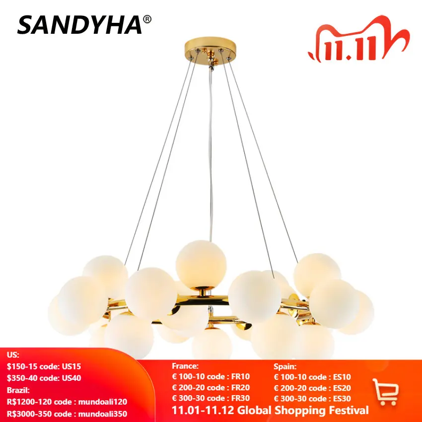 Цена Светодиодные люстры со стеклянными шариками в скандинавском стиле, G4