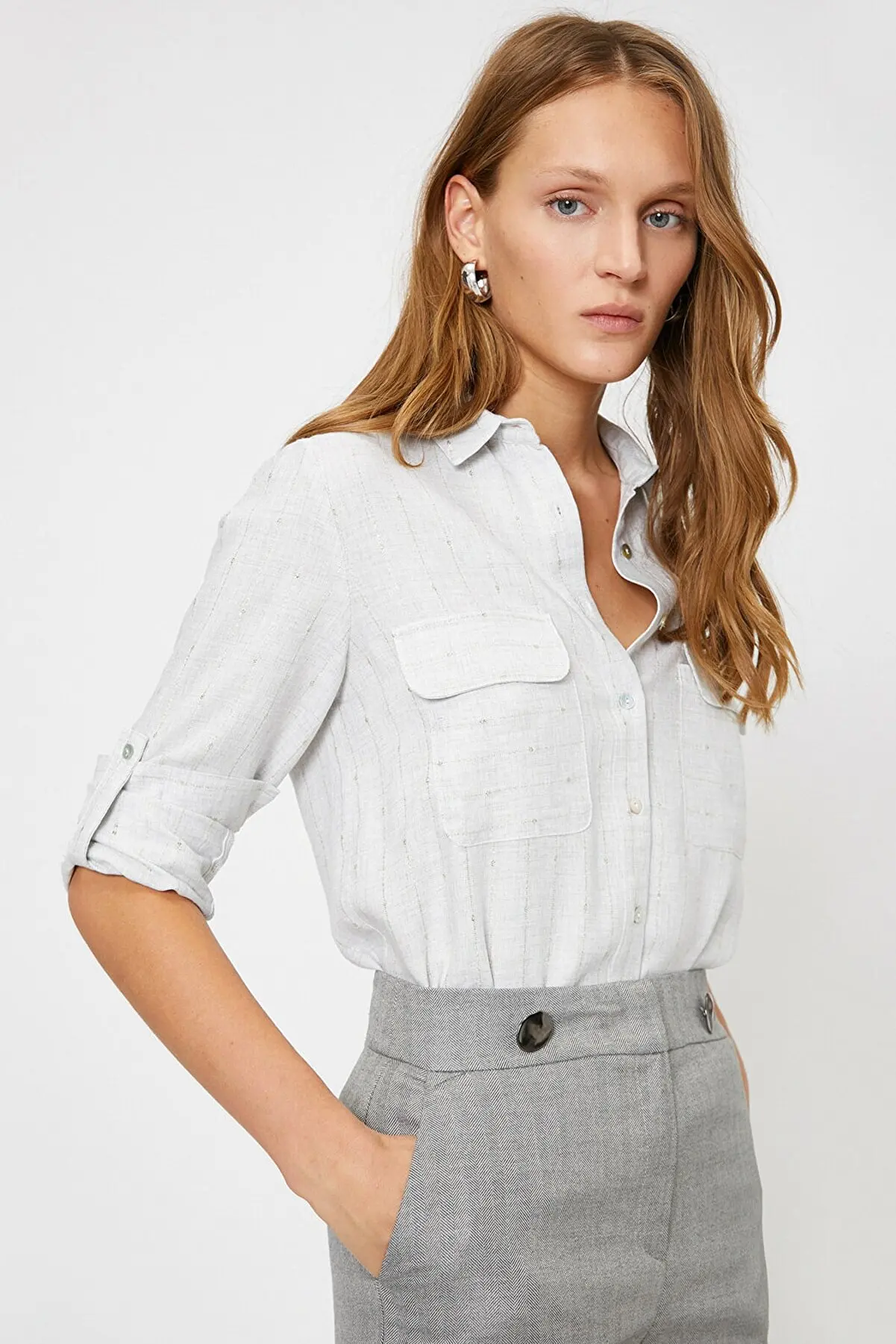 

Women's pocket detailed shirt Summer women's Shirts Fashion women's Blouses Pretty and Cheap women's Blouses 31973249