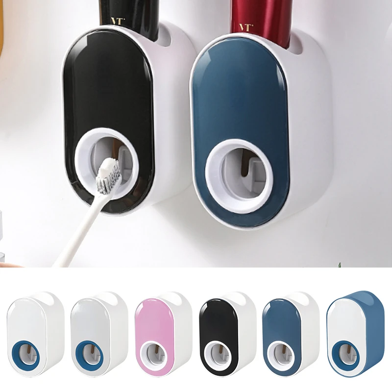 

New in Toothpaste Squeezer Automatic Toothpaste Dispenser Dust-proof Toothbrush Holder Wall Mount Stand Bathroom Accessories env