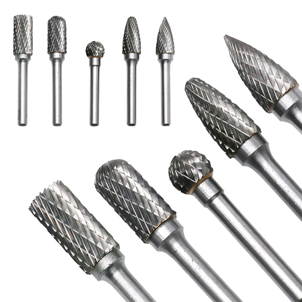 

5 Style 1pc 6x12mm Rotary Burrs Replacement Tungsten Carbide Burrs Rotary Drill Grinder Carving Bit Double Grain Cut Tools Parts