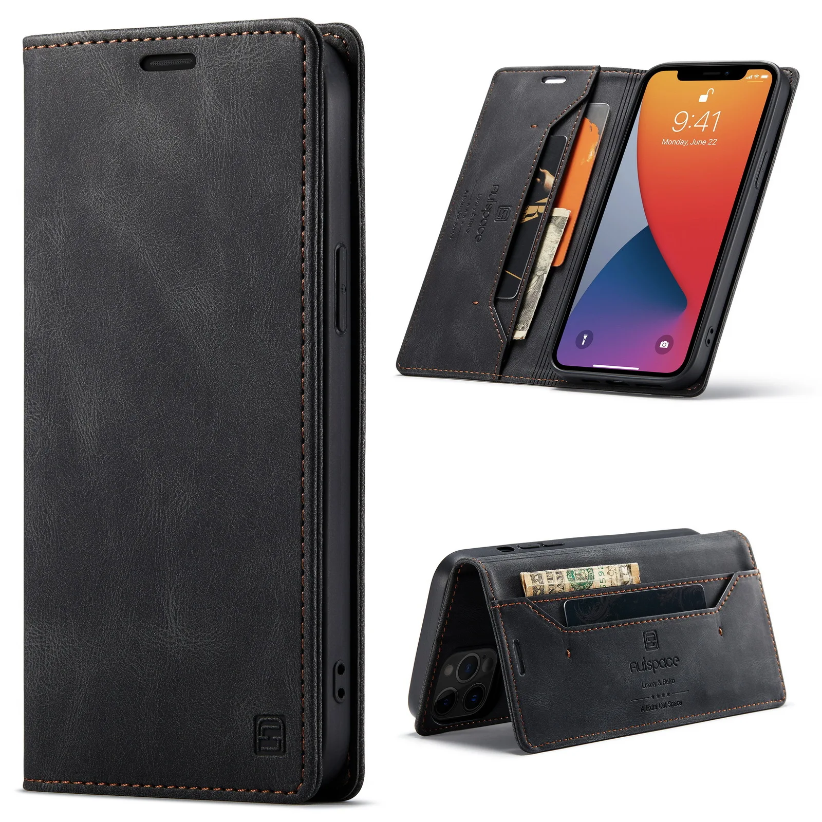 Caseme Original Flip Case For Iphone  13 12 Mini 11 Pro Xs Max Retro Magnetic Card Stand Wallet For Iphone 7 8 Plus Se 2020 Case