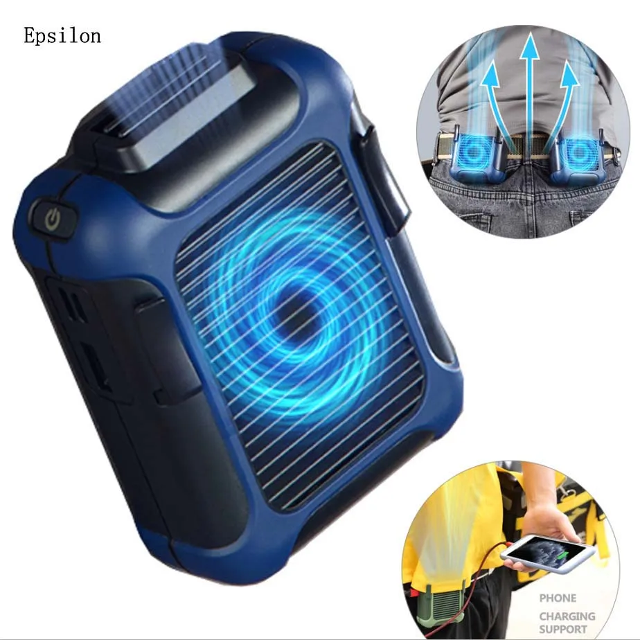 

Epsilon Mini USB Waist Hanging Fan Portable Air Conditioning Suit Rechargeable Battery 3 Speed Setting Clip Wearable Fan