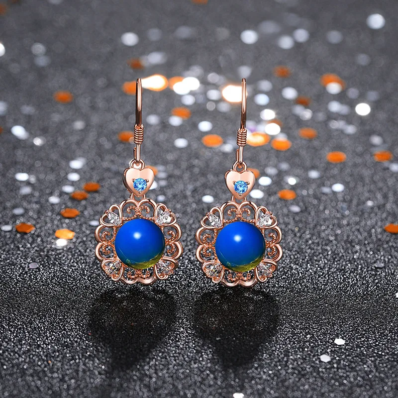 

earrings set for women free shipping trending products jewelry Color changing gemstones rose gold earrings Stainless steel