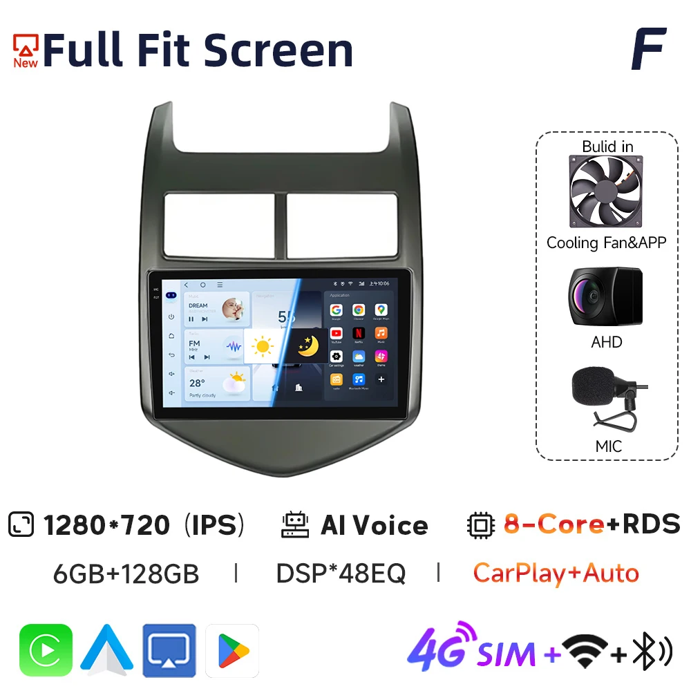 

Автомобильный радиоприемник JIUYIN для Chevrolet Aveo 2 Sonic T300 2011-2015, беспроводной CarPlay Android Auto No 2 din 2din DVD