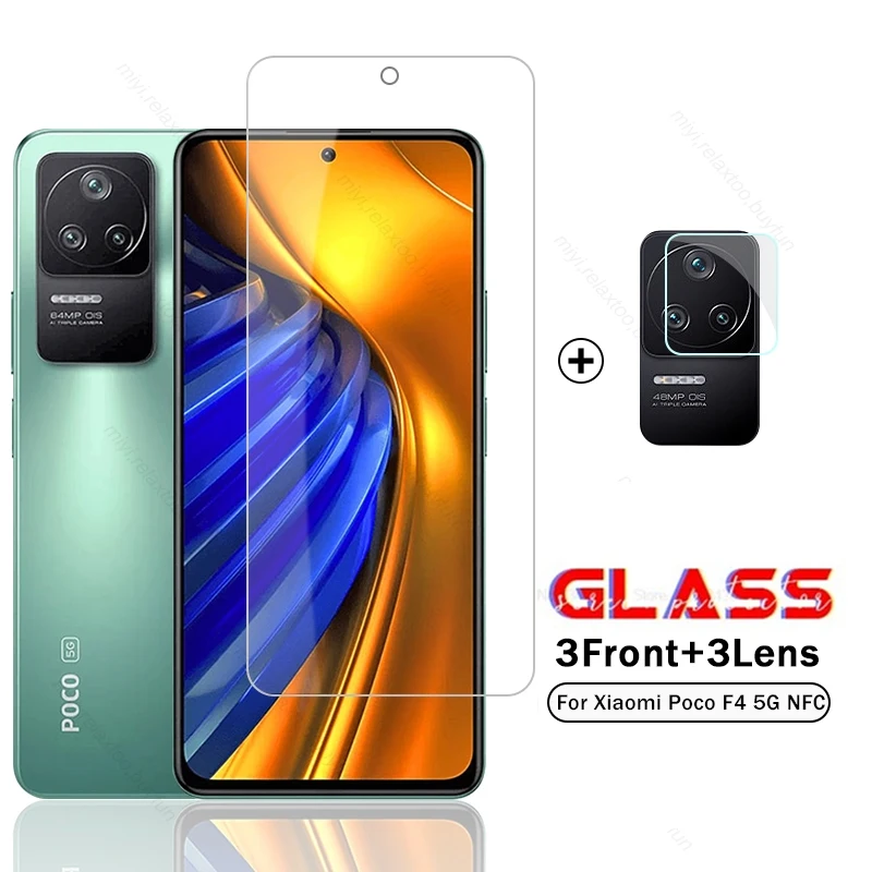 

2In1 Camera Lens Screen Protector Tempered Glass For Xiaomi Poco F4 5G NFC Protective Glass Film Poko Little F 4 PocoF4 5G NFS