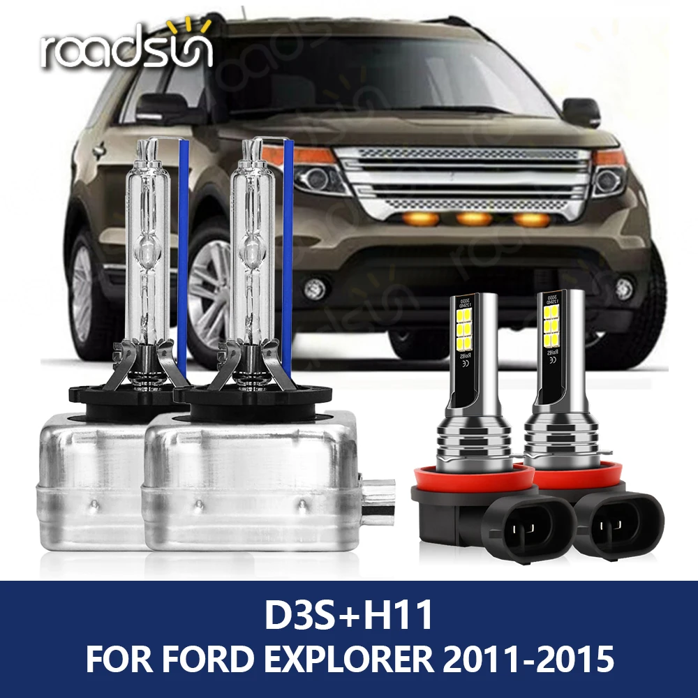 

roadsun D3S HID Car Bulb Xenon Headlights 35W 12V 6000K White H11 LED Fog Lamp for Ford Explorer 2011 2012 2013 2014 2015