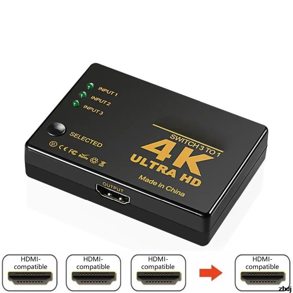 

HDMI-compatible Switch 4K Switcher 3 in 1 out HD Video Cable Splitter 1x3 Hub Adapter Converter for PS4/3 TV Box HDTV PC