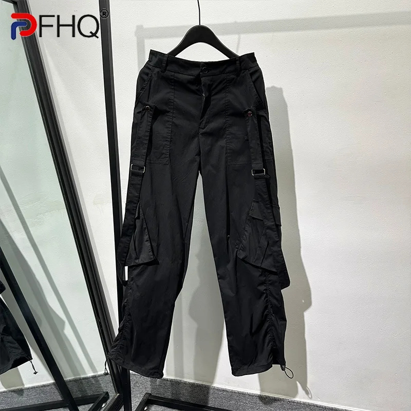 

PFHQ New Solid Color Causal Cargo Pants For Men's Loose High Waist Pockets Straight Trousers Men 2023 Summer Fashion 21F3605
