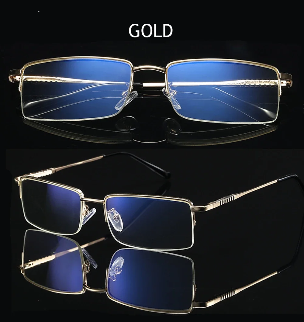 

Ультралегкие очки для чтения для мужчин и женщин, прямоугольные Полуободковые, из сплава, с защитой от голубого спектра и усталости, от 1, 2, 3 до 4