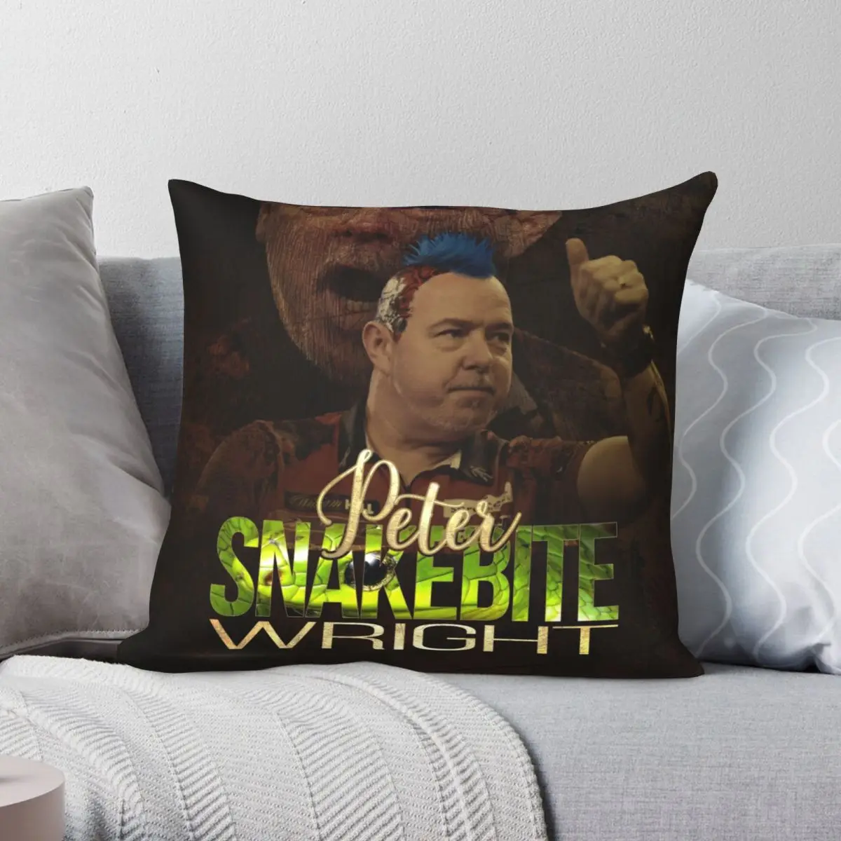 

Snakebite Wright Darts Player Pillowcase Polyester Linen Velvet Pattern Zip Decor Room Cushion Cover 18"
